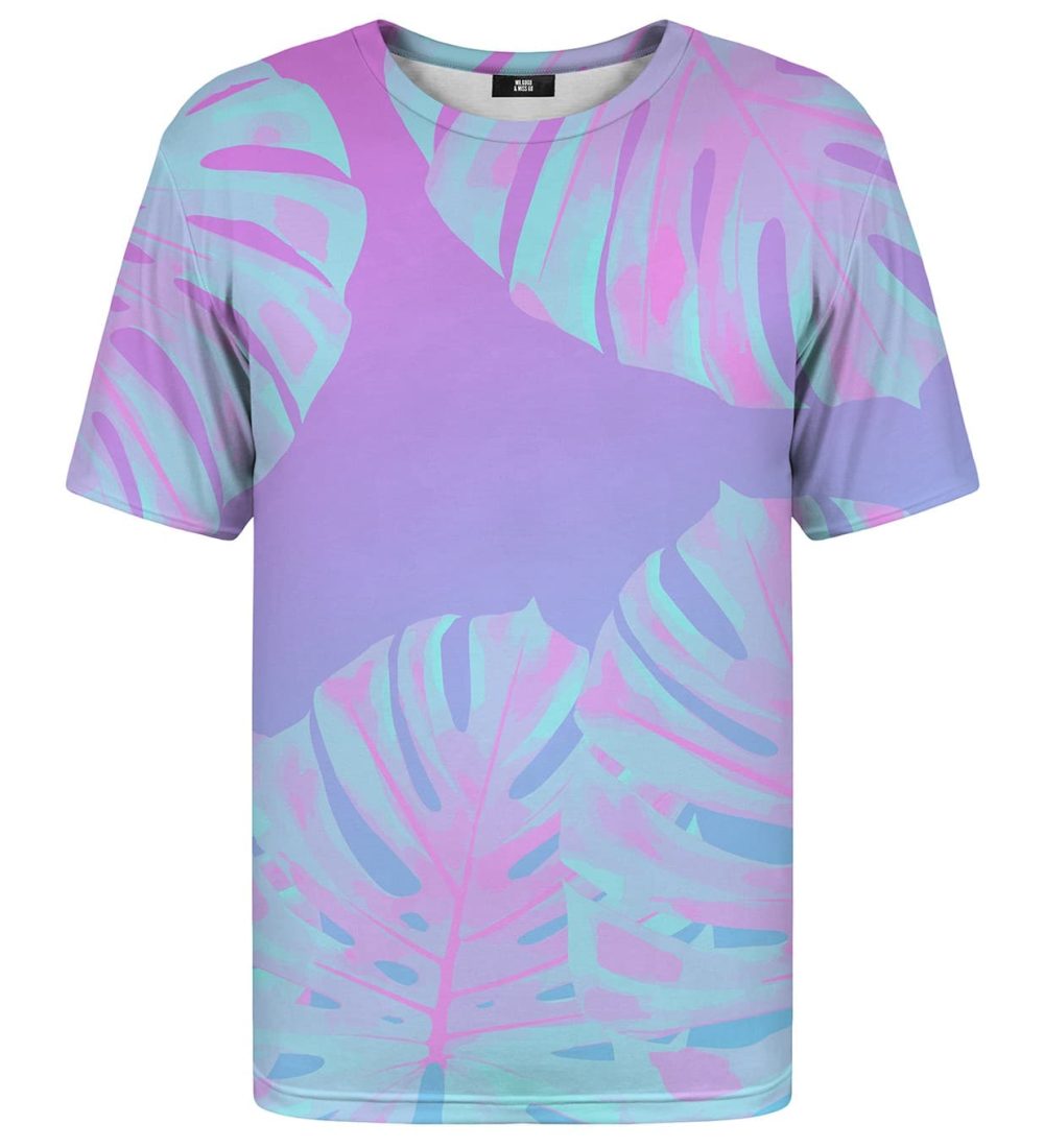 Monstera leaves pink t-shirt