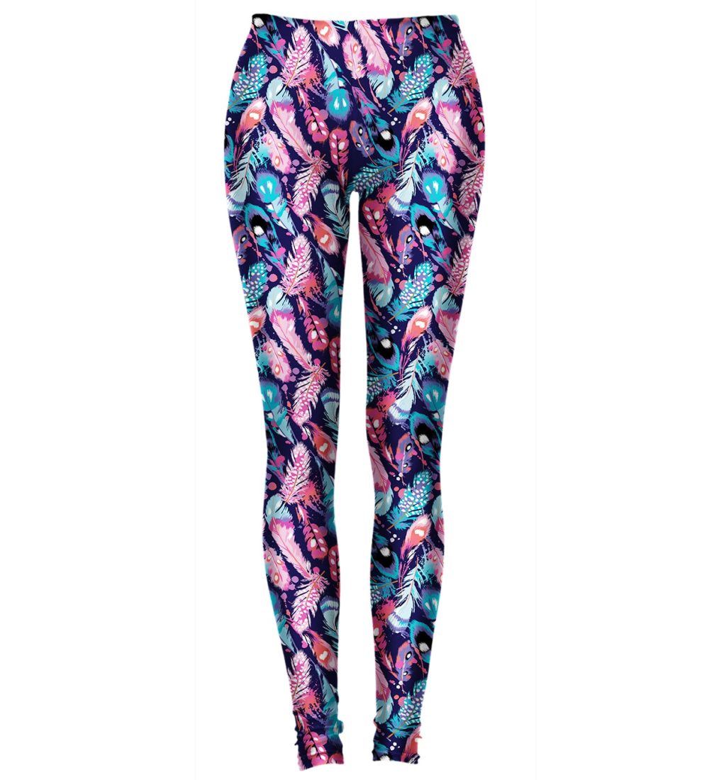 colorful feathers leggings