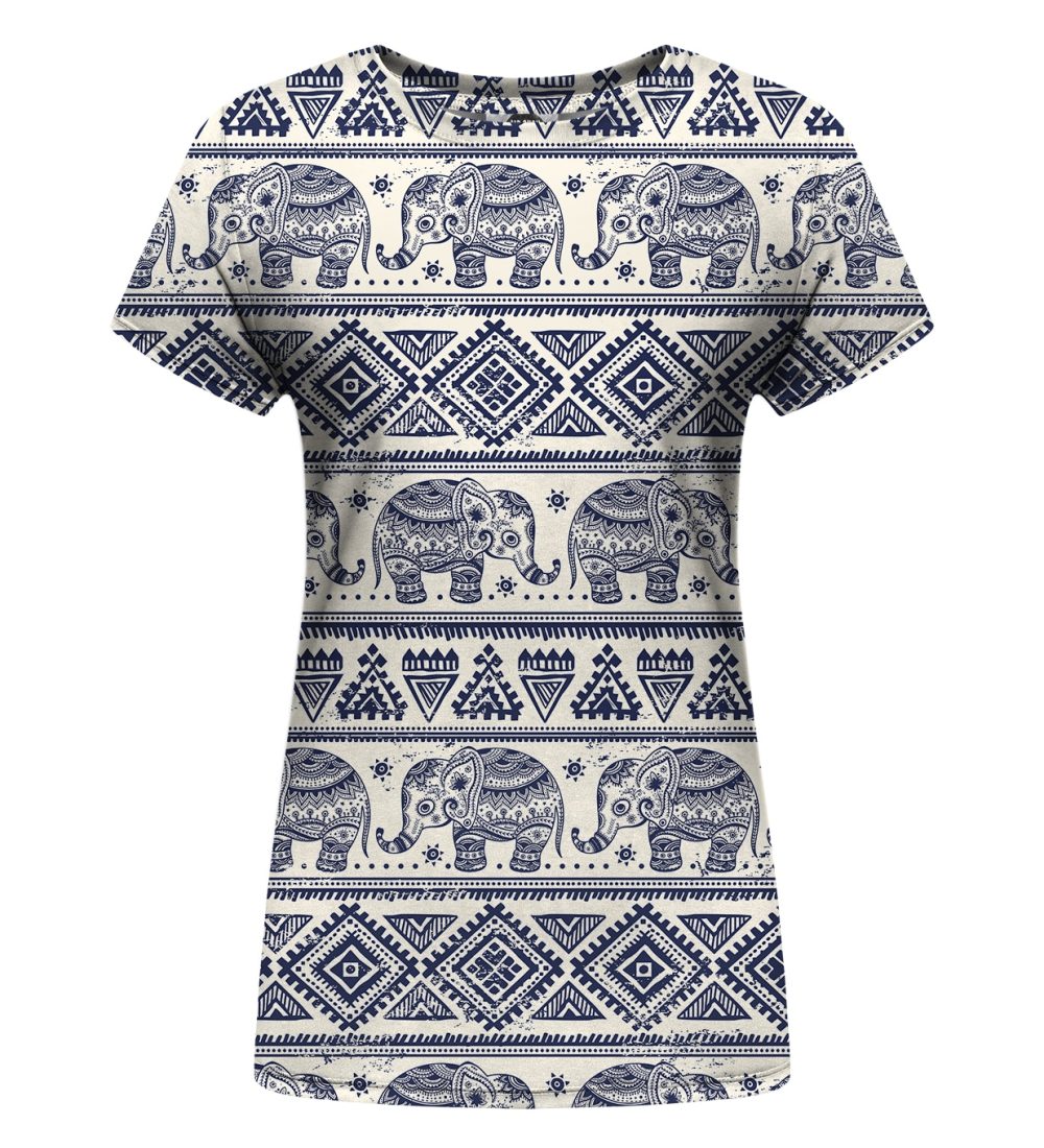 elephants pattern women t-shirt