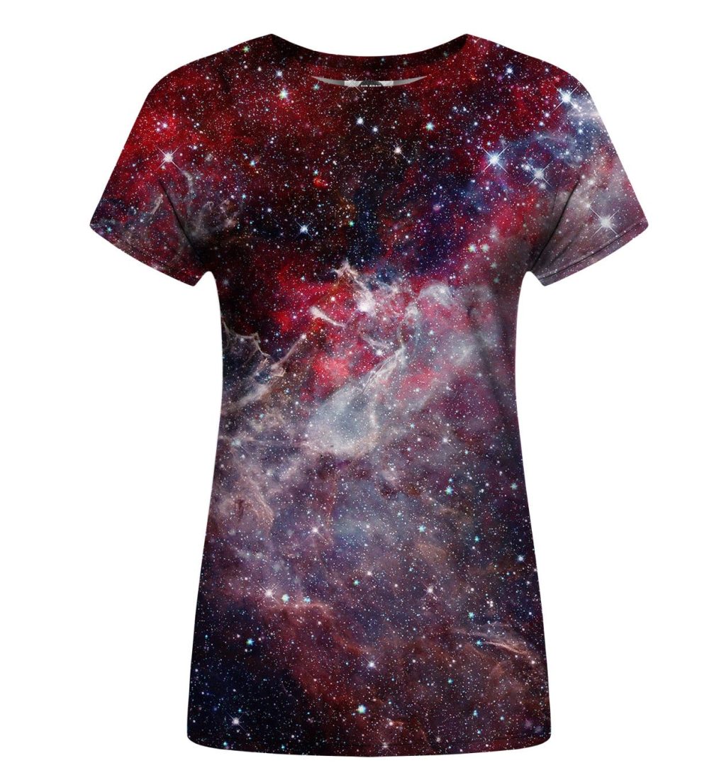 deep red nebula womens t-shirt