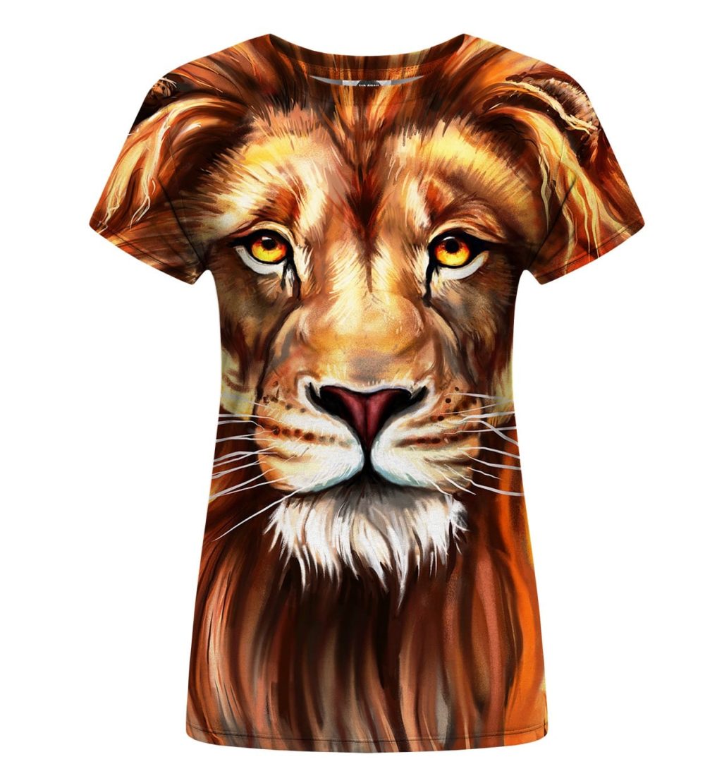 oil painting lion womens t-shirt