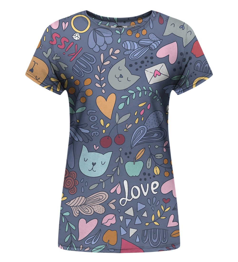 romantic cats womens t-shirt