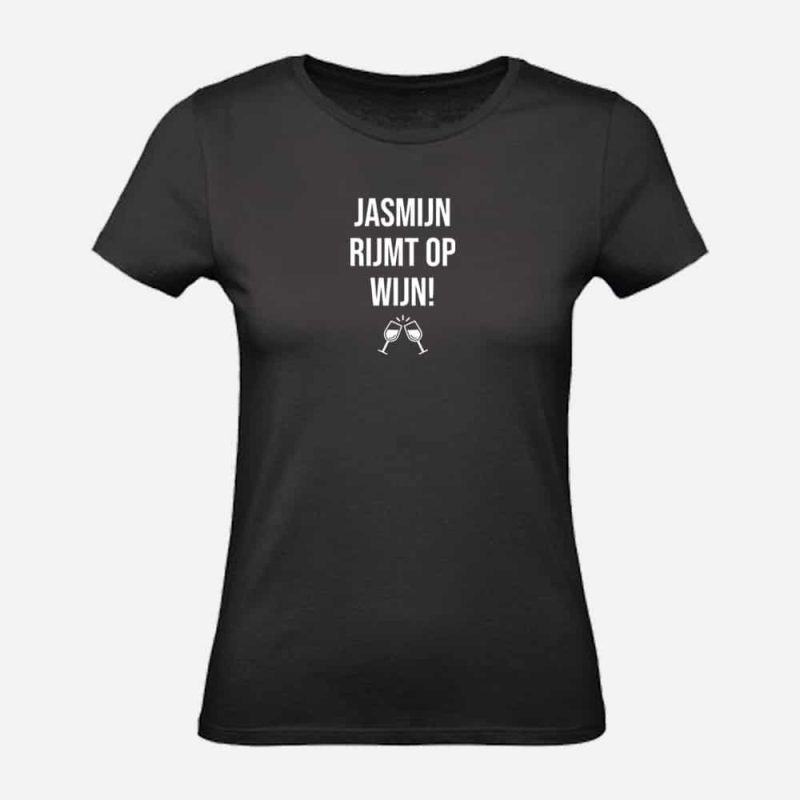 Dames T-shirt | Jasmijn rijmt op wijn