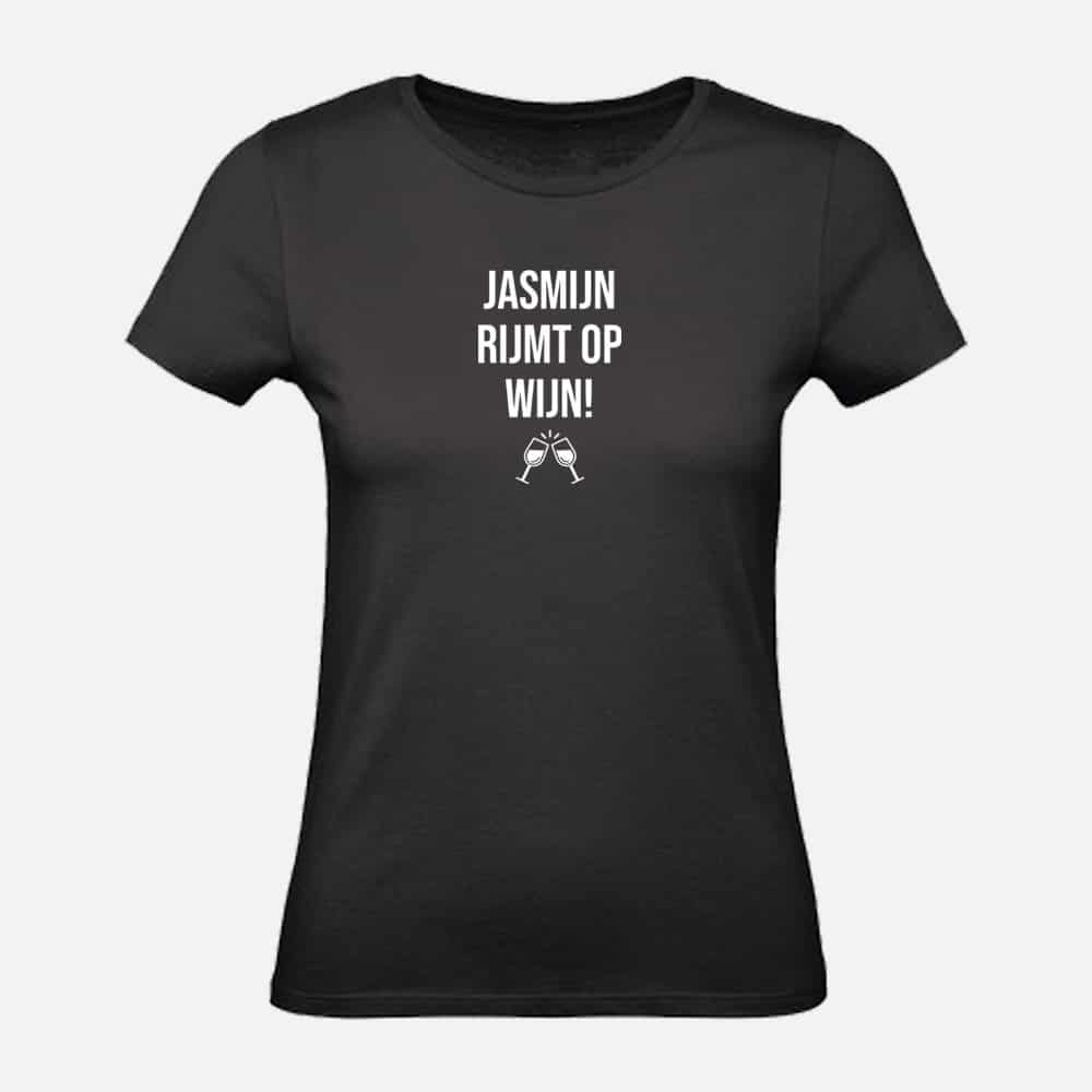 Dames T-shirt | Jasmijn rijmt op wijn
