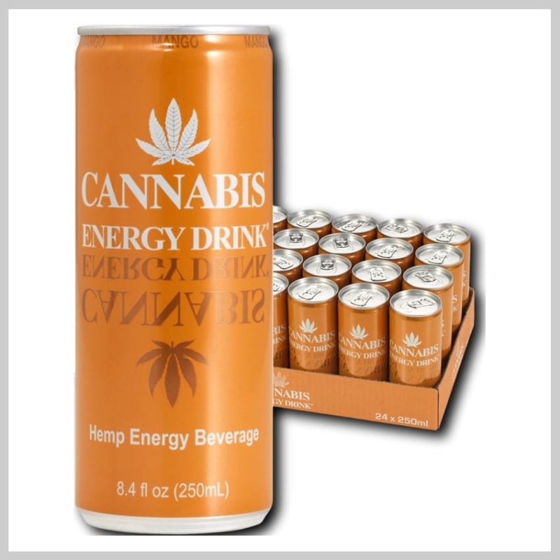 Cannabis Energy Drink Mango | Tray – 24 blikjes x 250 ml