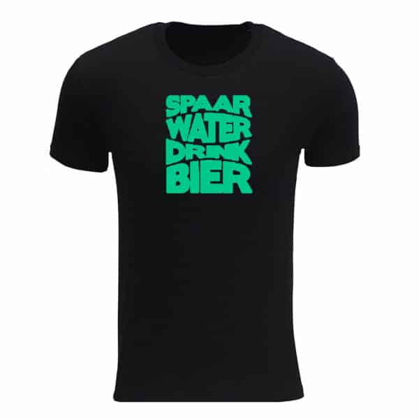 Spaar water drink bier GLOW T-shirt heren