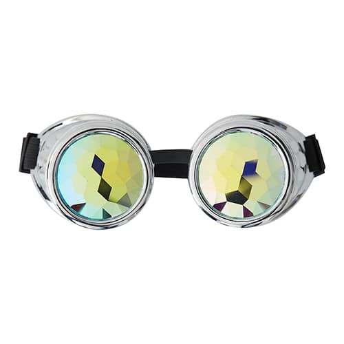 Steampunk goggle caleidoscoop bril zilver | Big flower