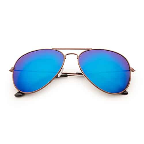 Bronzen piloten zonnebril | Blauwe spiegel lenzen