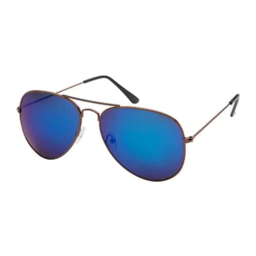 Bronzen piloten zonnebril | Blauwe spiegel lenzen