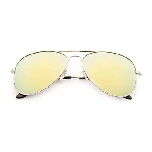 Zilveren piloten zonnebril | Gele spiegel lenzen