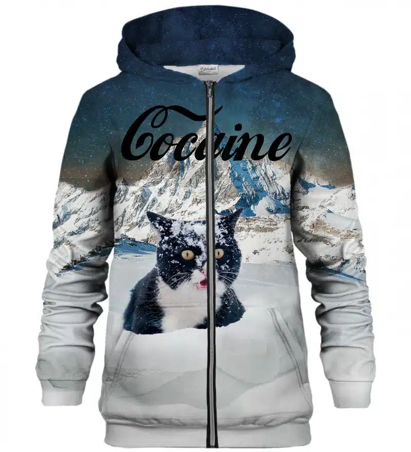 Cocaine Cat Zip Hoodie