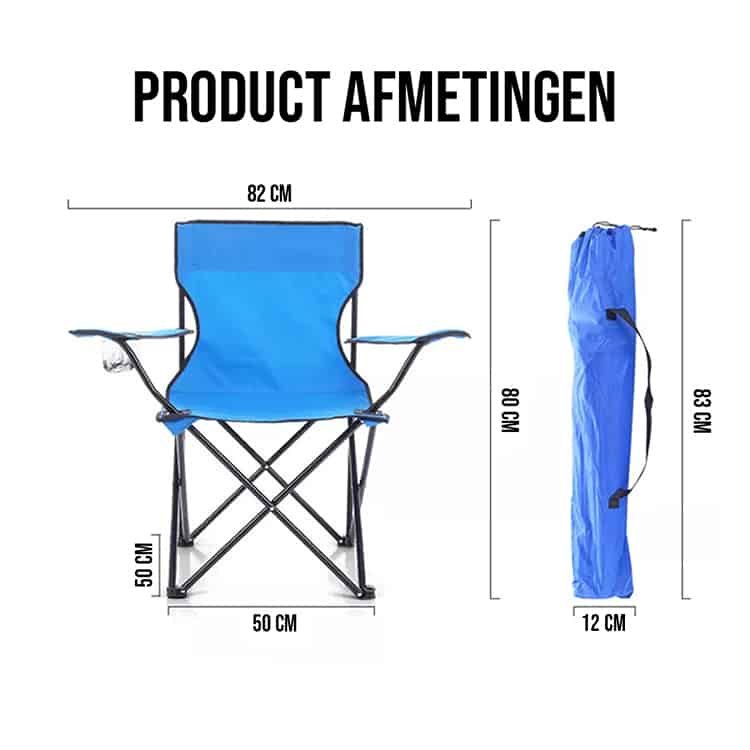 Productafmetingen inklapbare campingstoel