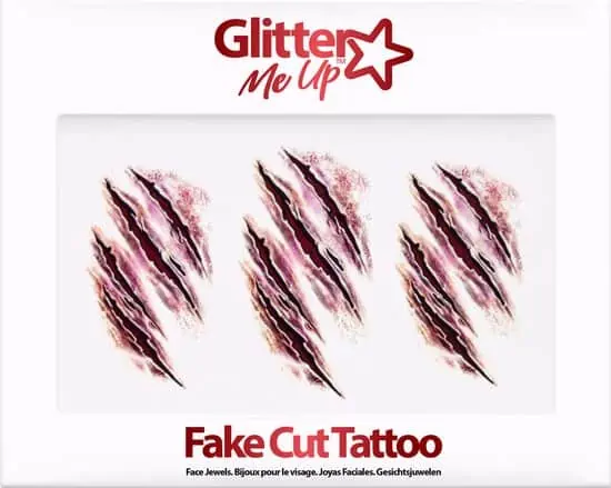 Festival make up_Halloween make up_PaintGlow sticker Tattoo "Fake Cut"