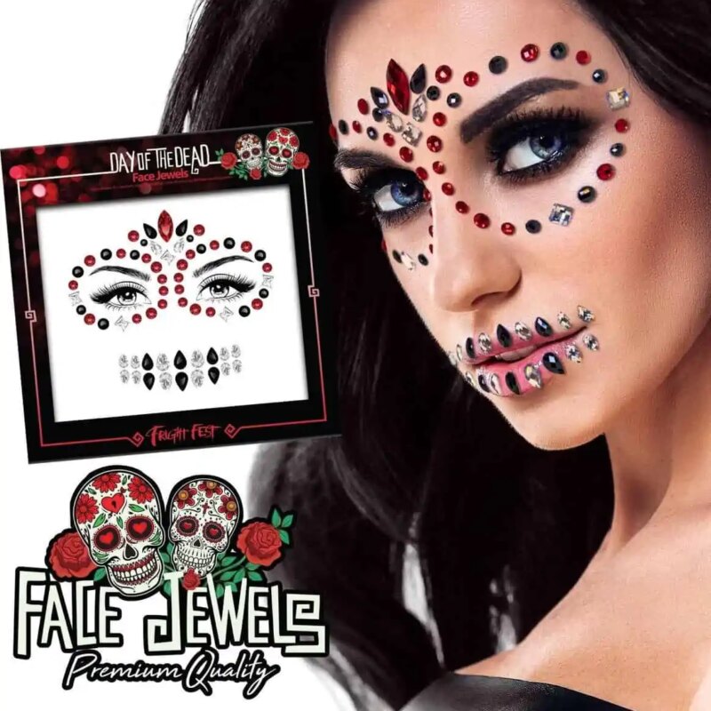 Festival make up_Face jewels_Face Jewels Day Of The Dead Skull Halloween glitters