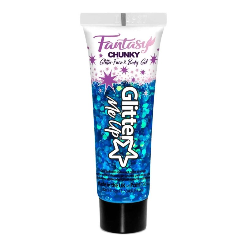 Festival make up Paintglow Glitter Me Up Fantasy Chunky Glitter face & body gel – Mermazing Blauw – 12ml