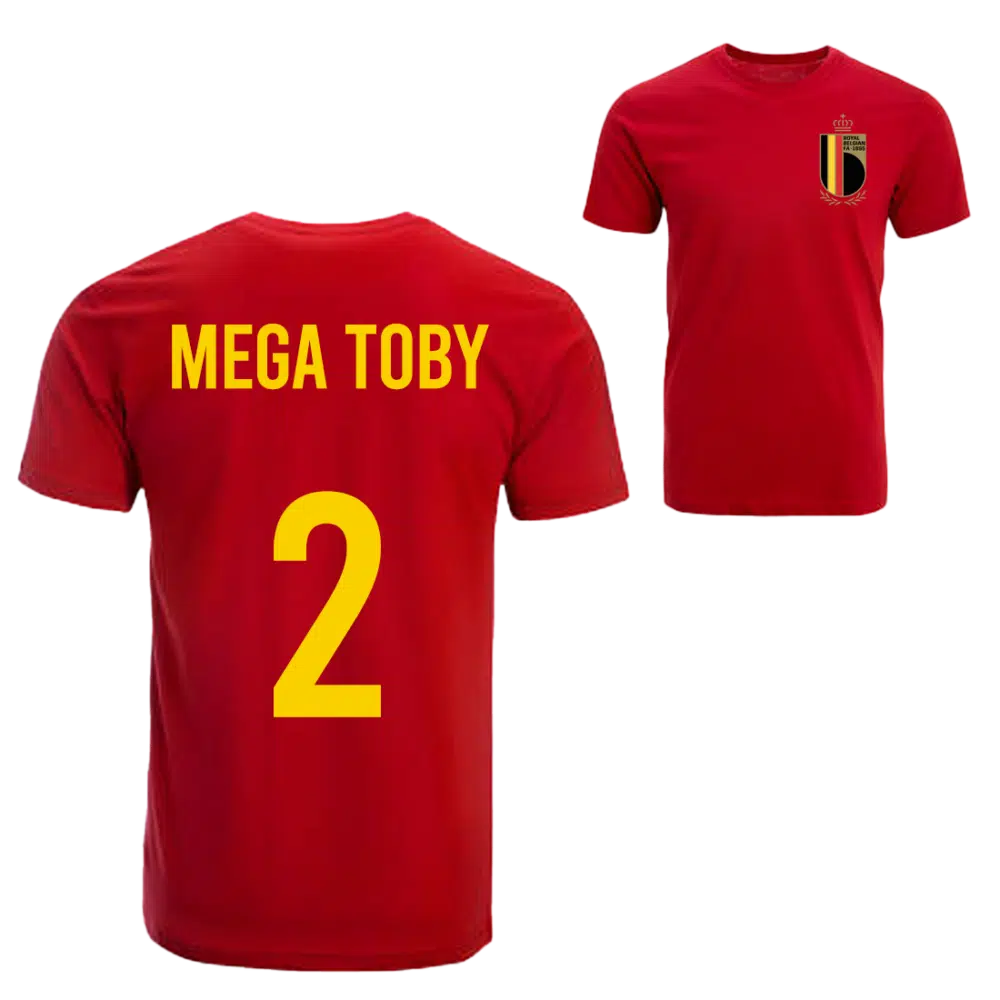 Rode duivels shirt Mega Toby + badge