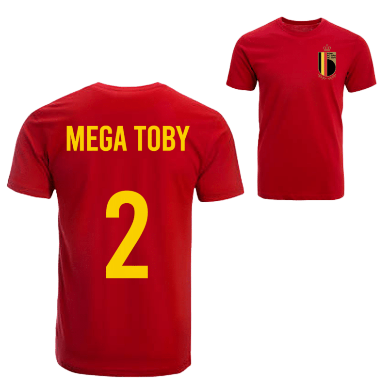 Rode duivels shirt Mega Toby + badge